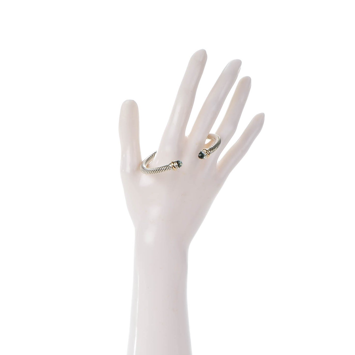 Sterling Silver 14K Yellow Gold Prasiolite 5mm Cable Classics Bracelet
