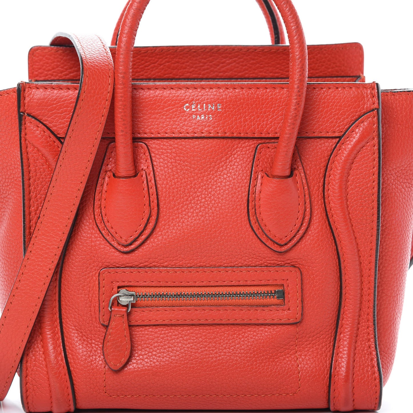 Drummed Calfskin Nano Luggage Red