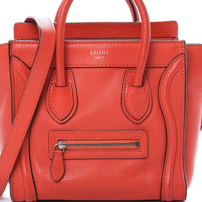 Celine Drummed Calfskin Nano Luggage Red 7 of 17