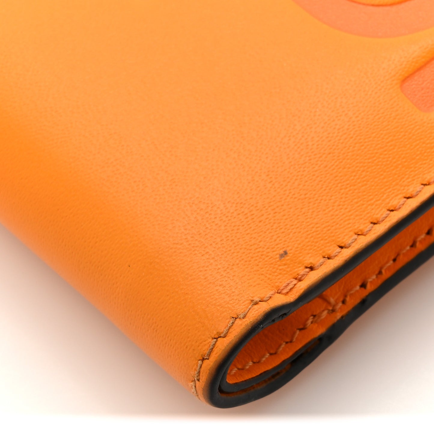 Vitello King Tamponato Logo Embossed Medium Wallet Clementine