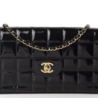 Chanel Patent Quilted East West Chocolate Bar Flap Black 13 of 13