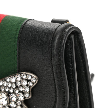 Gucci Calfskin Web Crystal Butterfly Stripe Small Totem Shoulder Bag Black 13 of 16
