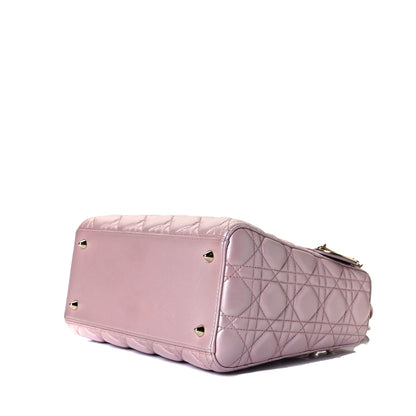 Christian Dior Pearly Lambskin Cannage Medium Lady Dior Lotus 5 of 7
