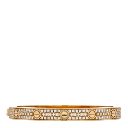 Cartier 18K Yellow Gold Diamond LOVE Paved Bracelet 17 1 of 8