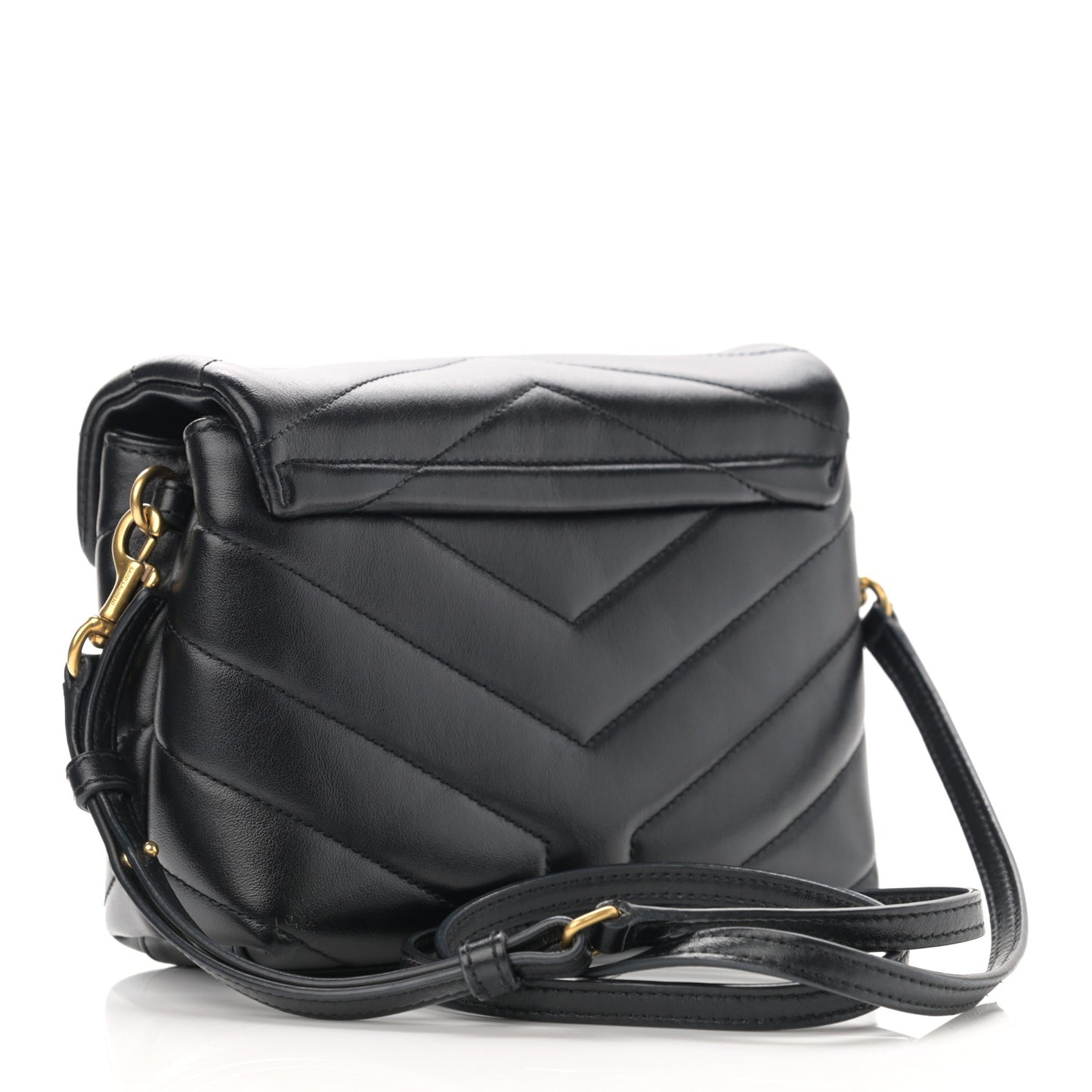Calfskin Y Quilted Monogram Toy Loulou Crossbody Bag Black