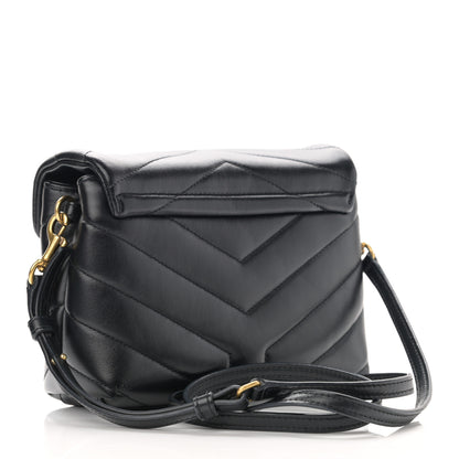 Saint Laurent Calfskin Y Quilted Monogram Toy Loulou Crossbody Bag Black 3 of 12