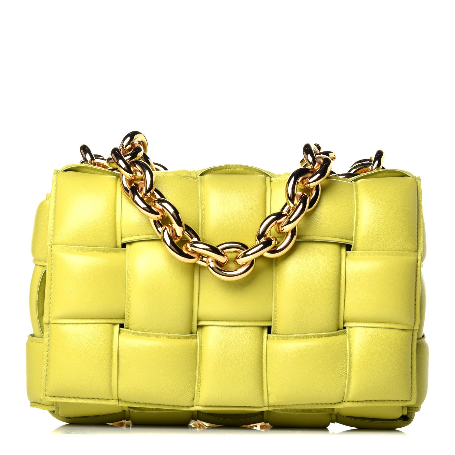 Bottega Veneta Lambskin Maxi Intreccio Padded Chain Cassette Crossbody Bag Kiwi 1 of 9