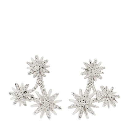 David Yurman Sterling Silver Diamond Starburst Double Drop Earrings 1 of 4