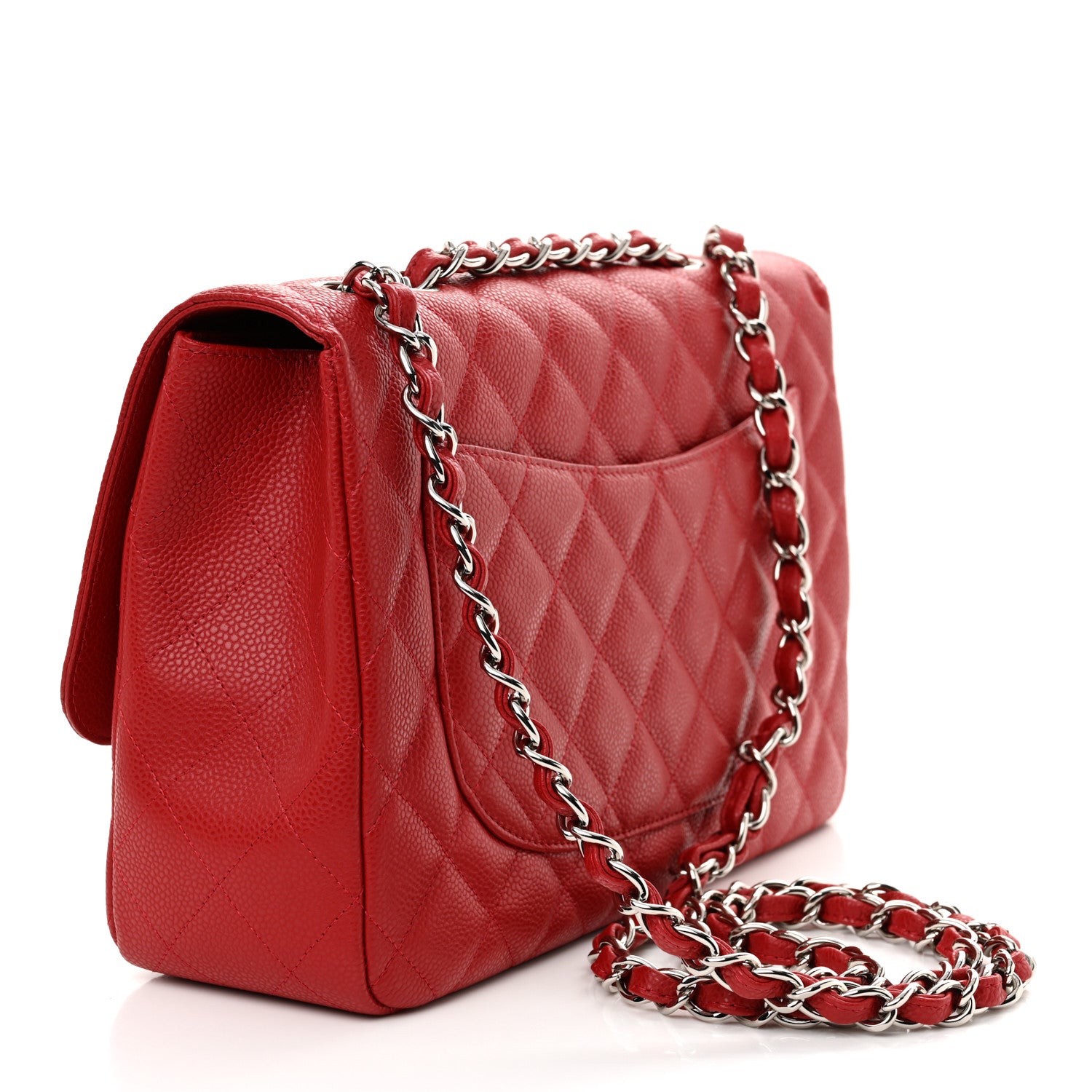 Chanel Caviar Quilted Jumbo Single Flap Red 3 of 11