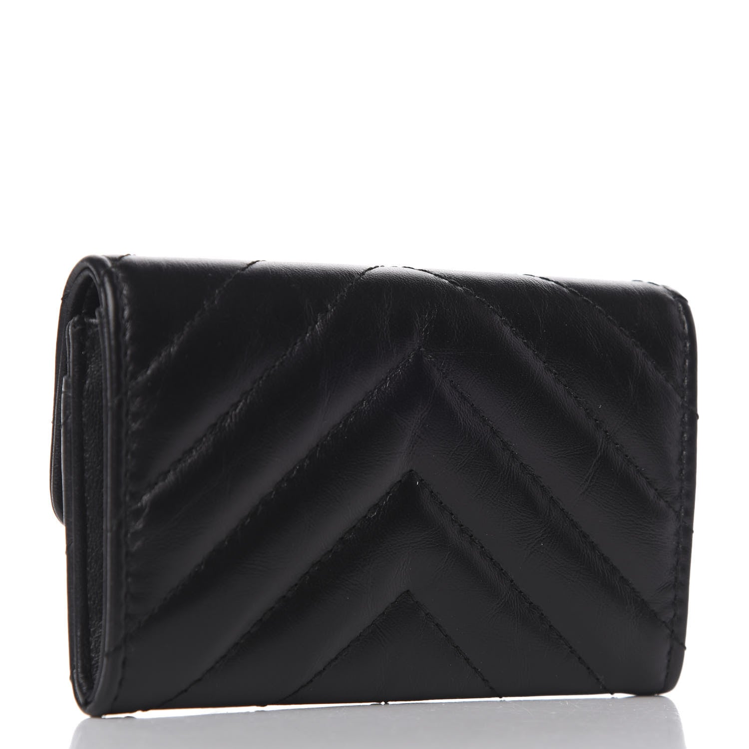 Chanel Aged Calfskin Chevron Quilted Reissue Card Holder Wallet So Black 3 of 8
