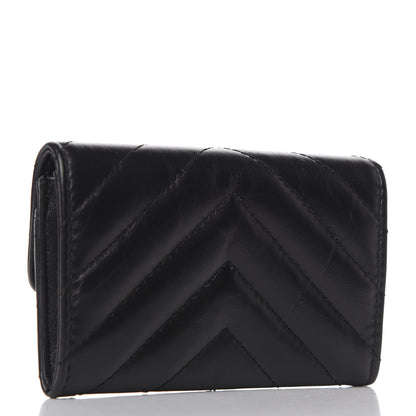 Chanel Aged Calfskin Chevron Quilted Reissue Card Holder Wallet So Black 3 of 8