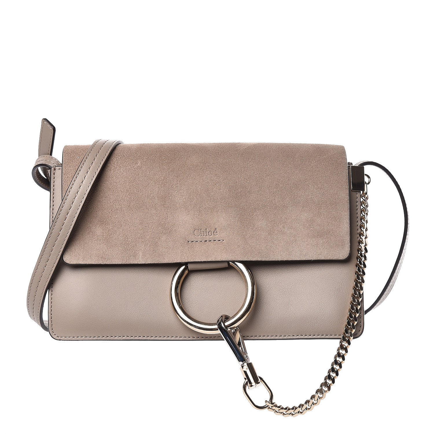 Chloe Suede Calfskin Small Faye Shoulder Bag Motty Grey 1 of 12