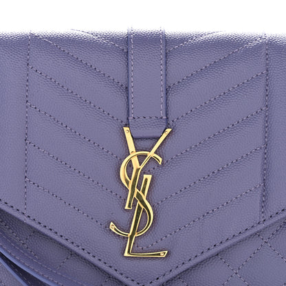 Saint Laurent Grain De Poudre Textured Mixed Matelasse Triquilt Monogram Clutch Dark Wisteria 11 of 12