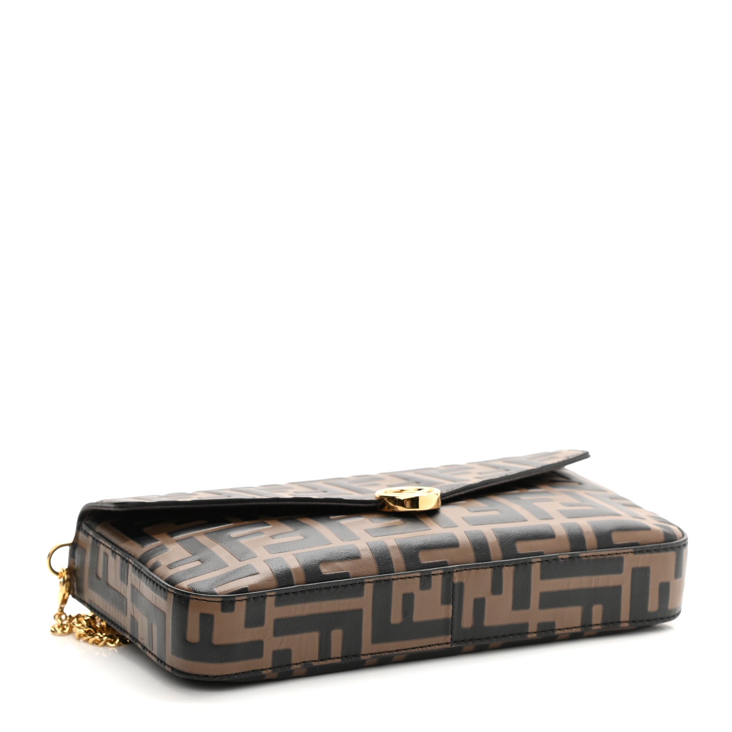 Fendi Vitello Soft F is Fendi Bi-Color FF 1974 Embossed Envelope Wallet On Chain with Pouches Maya Black 5 of 10