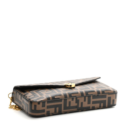 Fendi Vitello Soft F is Fendi Bi-Color FF 1974 Embossed Envelope Wallet On Chain with Pouches Maya Black 5 of 10