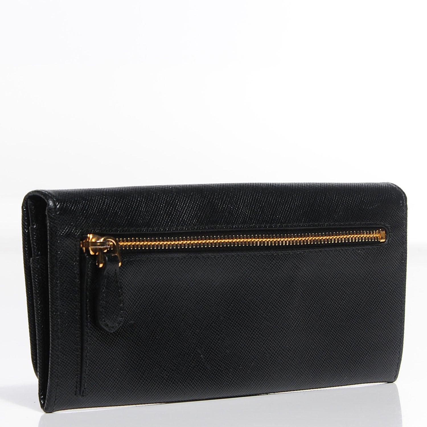 Prada Saffiano Metal Continental Flap Wallet Nero Black 3 of 9