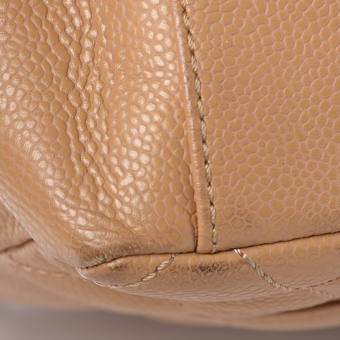 Caviar Quilted Petit Shopping Tote PST Dark Beige