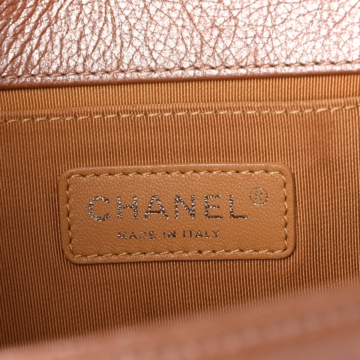 Chanel Metallic Calfskin Quilted Medium Boy Flap Dark Beige 6 of 18