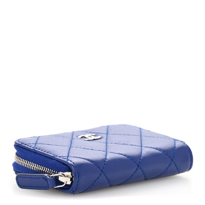 Chanel Lambskin Quilted Zip Around Coin Purse Wallet Blue 4 of 11