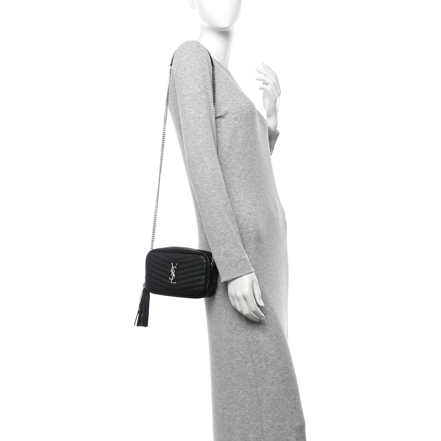 Saint Laurent Grain De Poudre Matelasse Monogram Mini Lou Camera Bag Black 2 of 10