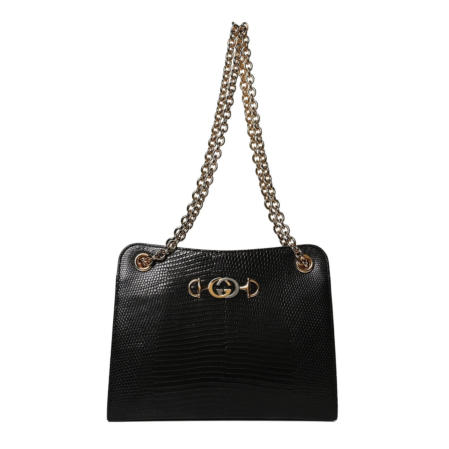 Lizard Zumi Chain Shoulder Bag Black