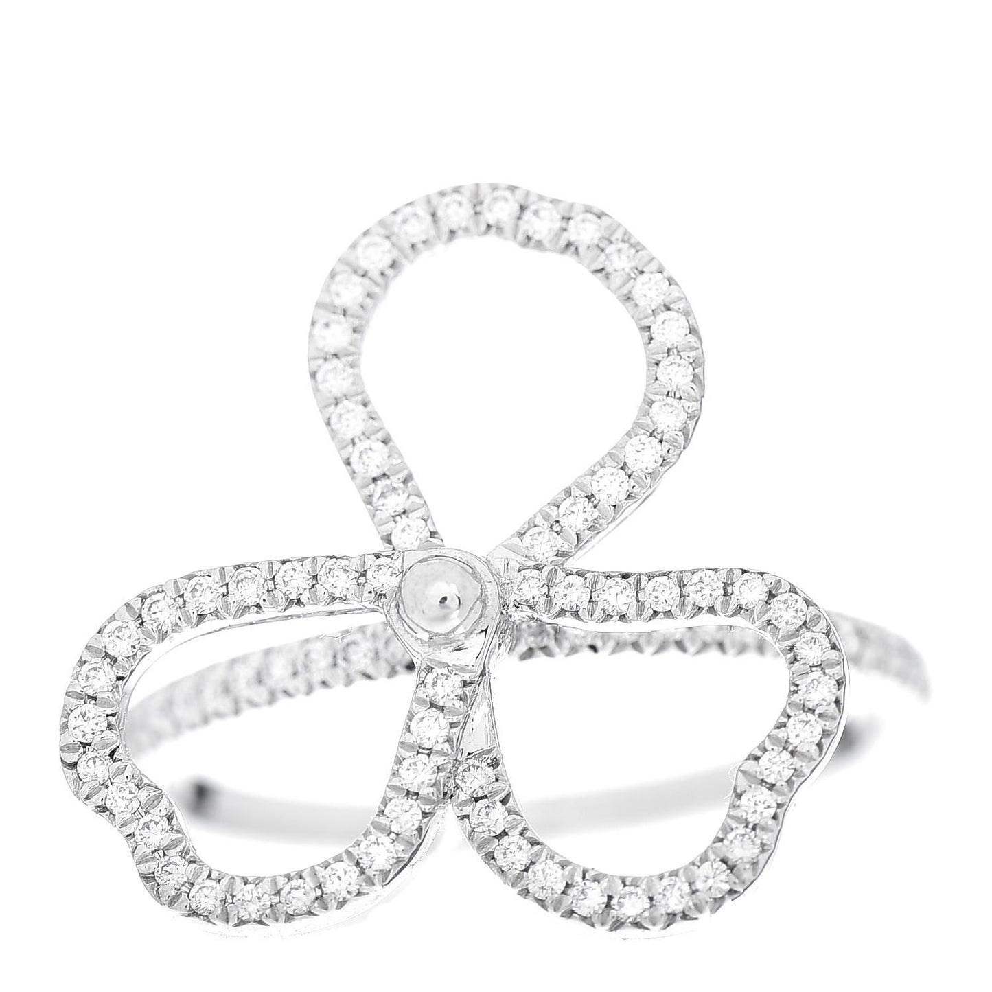 Platinum Diamond Open Paper Flowers Ring 52 6