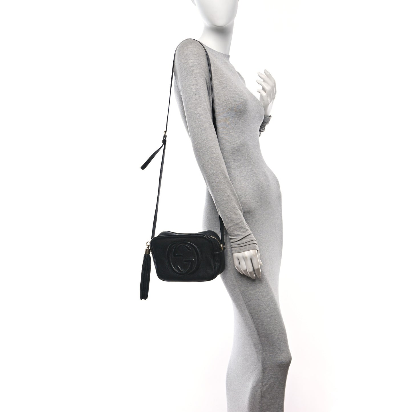 Pebbled Calfskin Small Soho Disco Bag Black