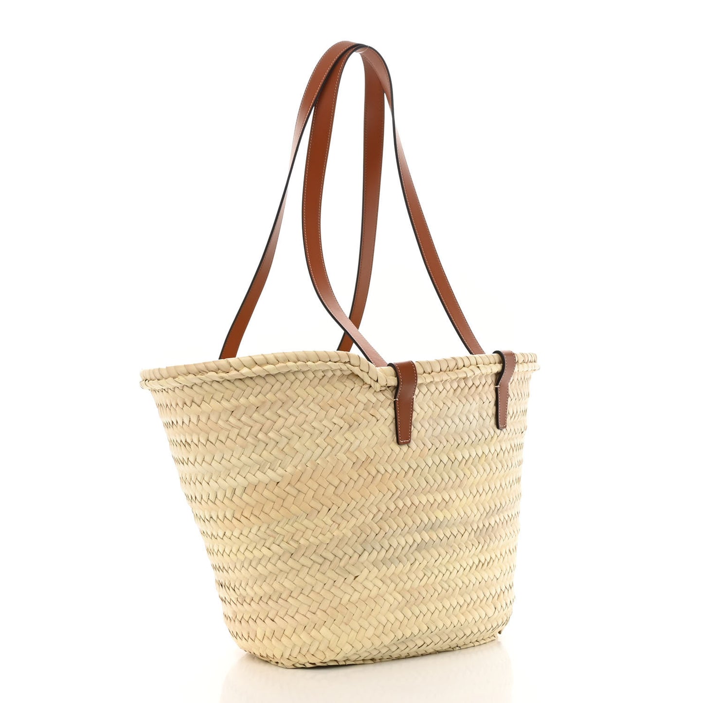 Raffia Calfskin Triomphe Medium Panier Tan