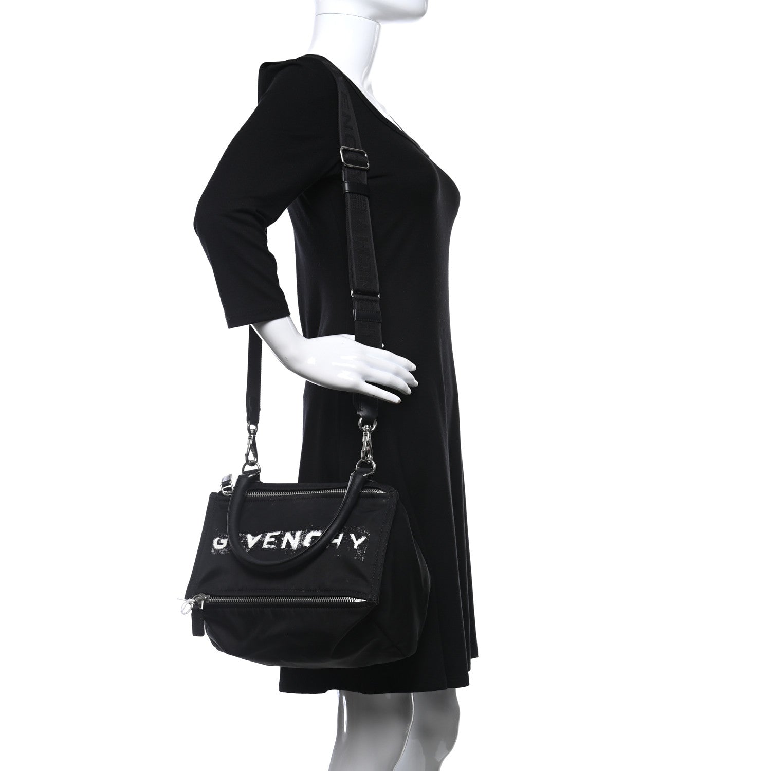 Givenchy Nylon Logo Small Pandora Black White 3 of 9