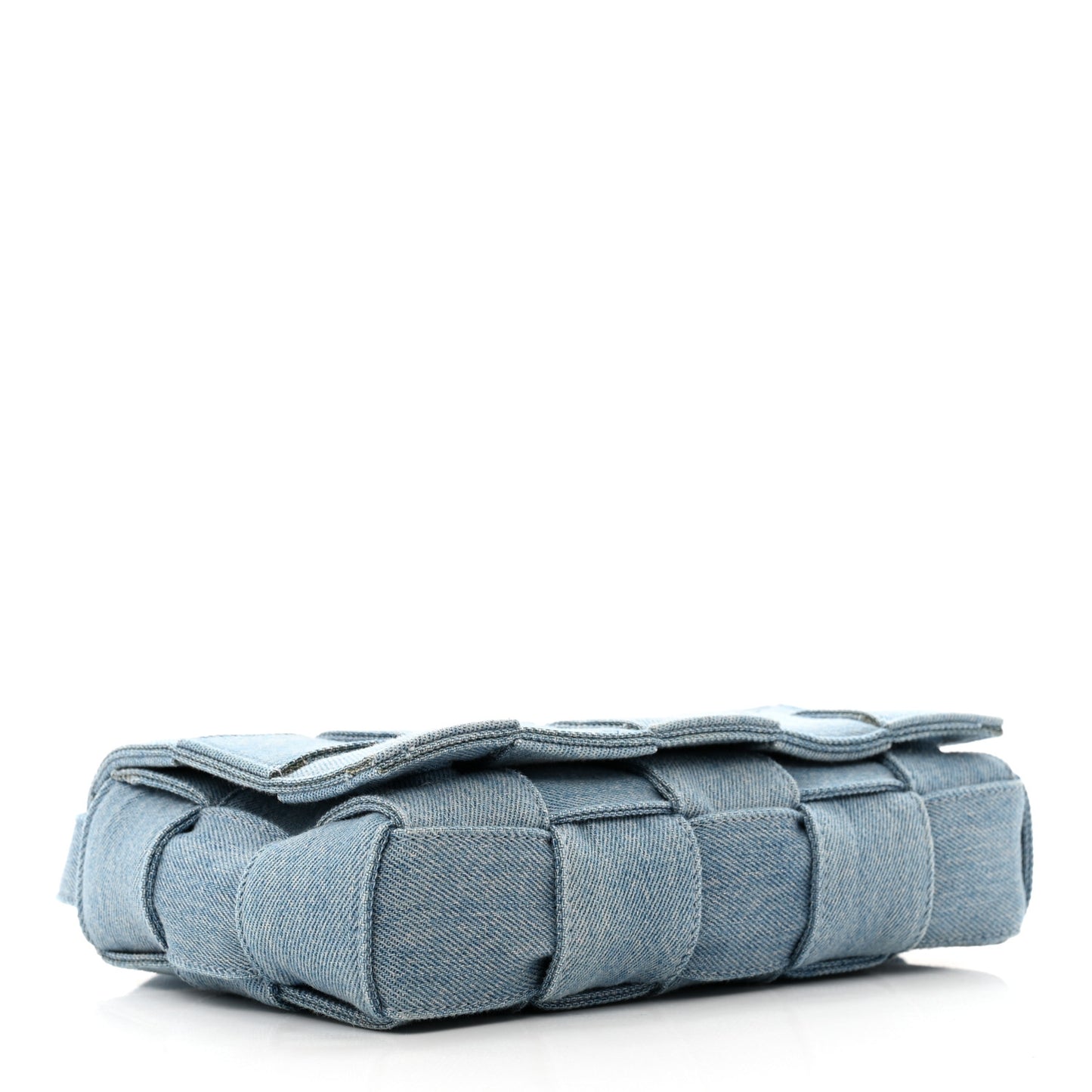 Denim Maxi Intrecciato Cassette Crossbody Bag Blue