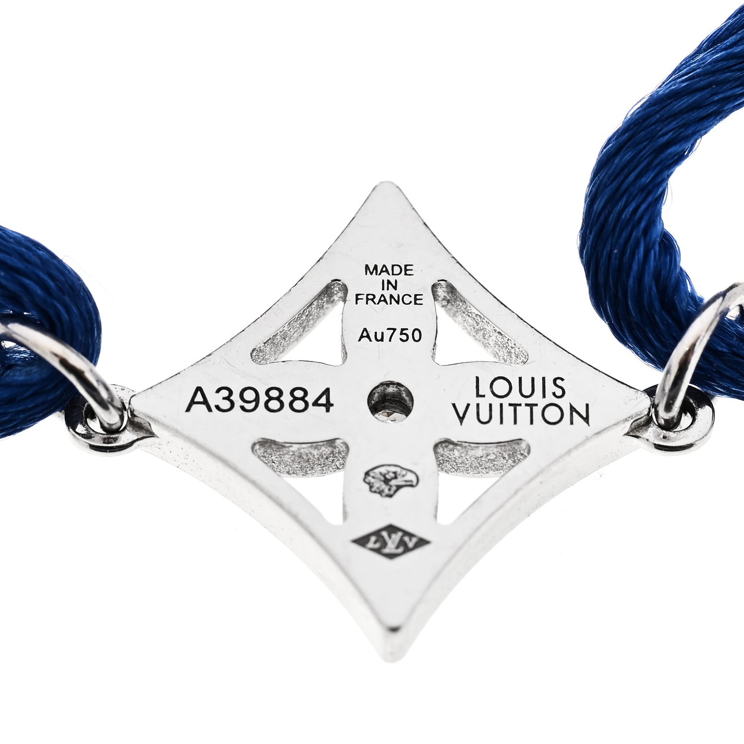 18K White Gold Diamond Idylle Blossom Cord Bracelet Blue