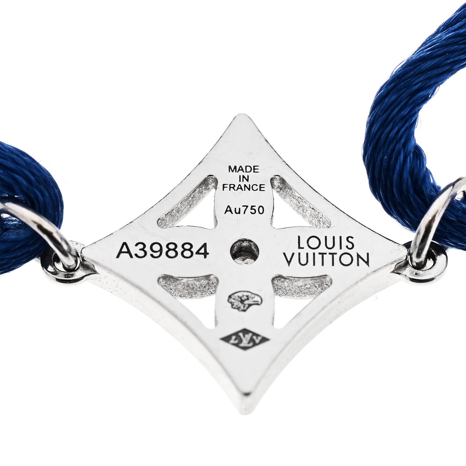 Louis Vuitton 18K White Gold Diamond Idylle Blossom Cord Bracelet Blue 3 of 3