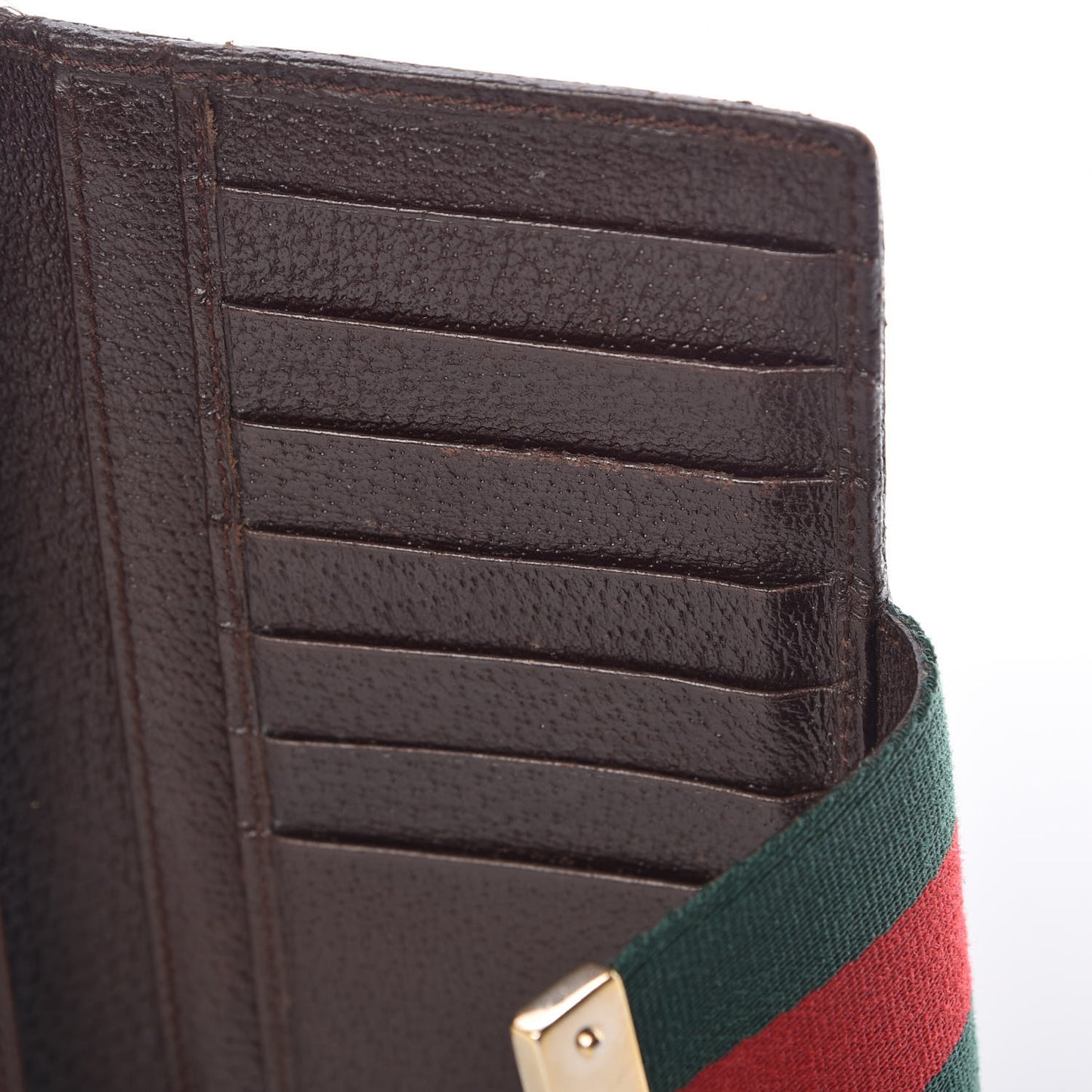 Monogram Calfskin Ladies Web Continental Wallet Beige Ebony Cocoa