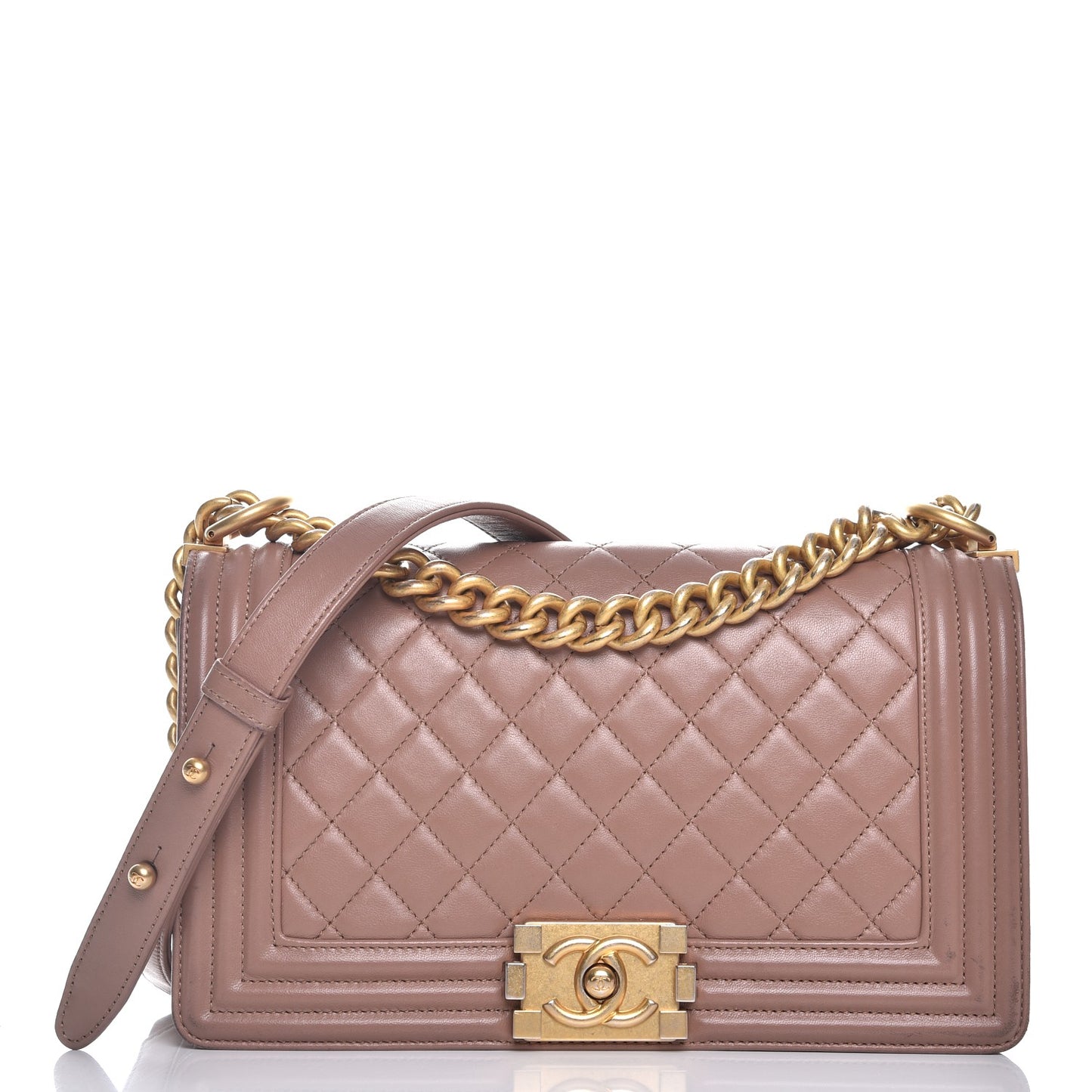 Calfskin Quilted Medium Boy Flap Camel