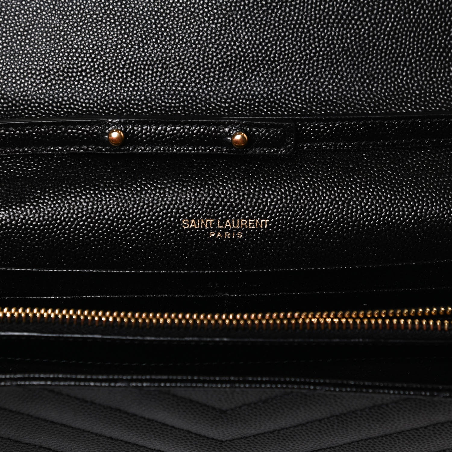 Saint Laurent Grain De Poudre Matelasse Chevron Monogram Chain Wallet Black 6 of 11