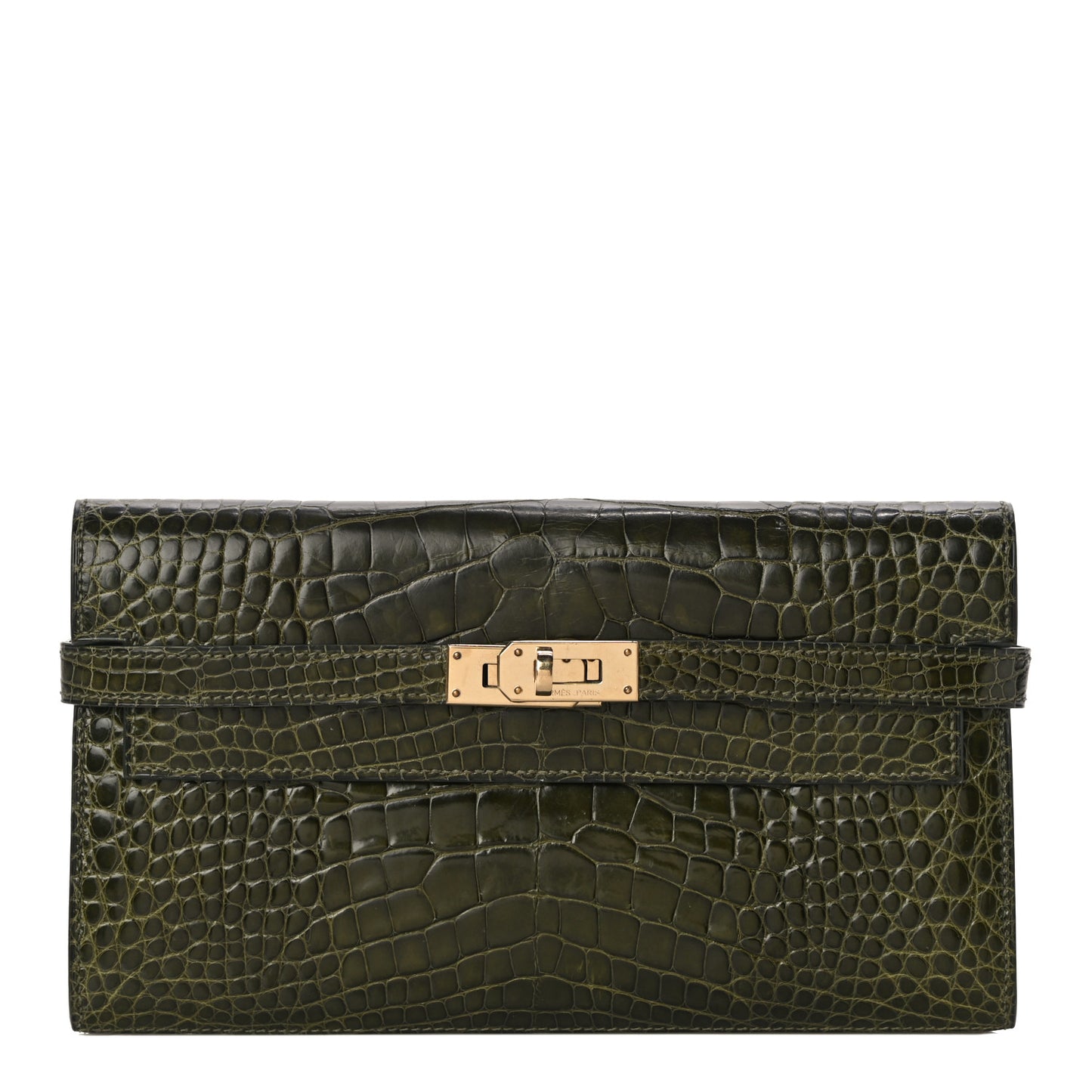 Shiny Alligator Kelly Longue Wallet Vert Veronese
