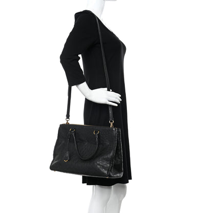 Prada Ostrich Double Zip Tote Black 2 of 15
