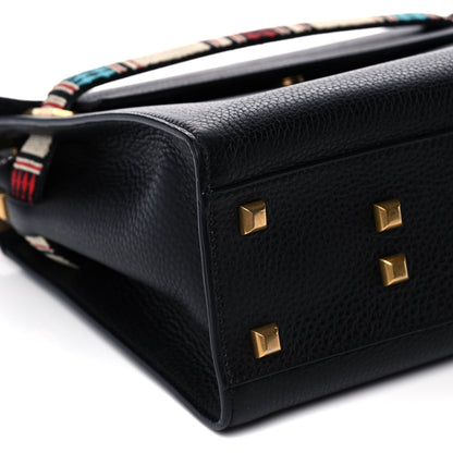 Valentino Garavani Pebbled Calfskin Beaded Medium My Rockstud Frame Bag Black 9 of 14