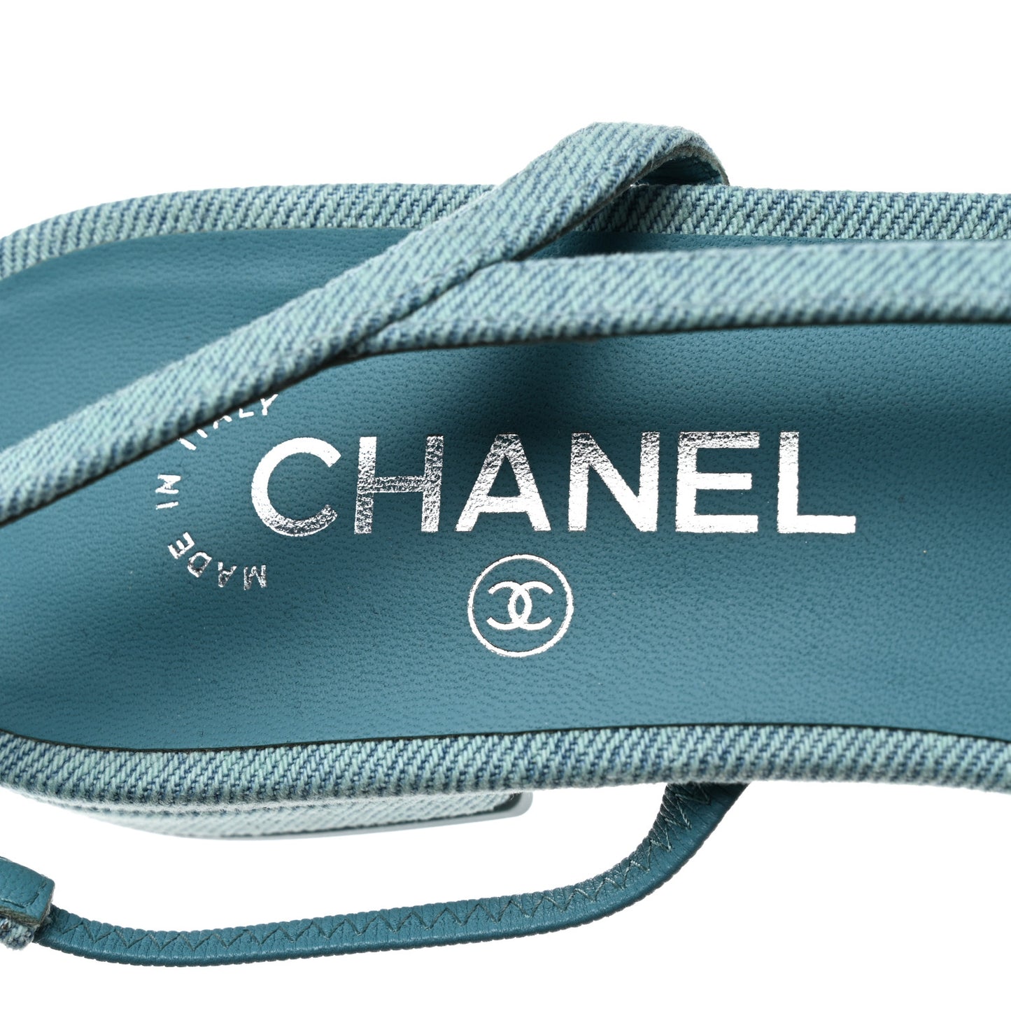 Denim Cap Toe CC Slingback Flats 40 Blue
