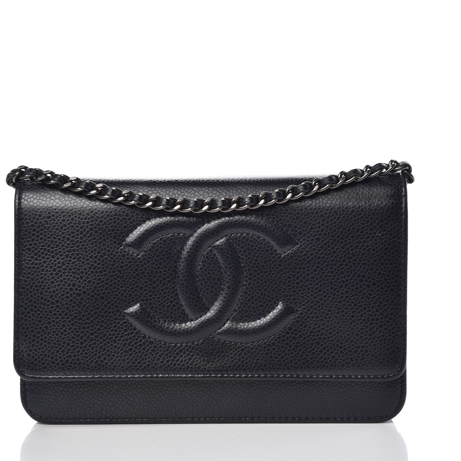 Chanel Caviar Timeless CC Wallet On Chain WOC Navy Blue 1 of 20
