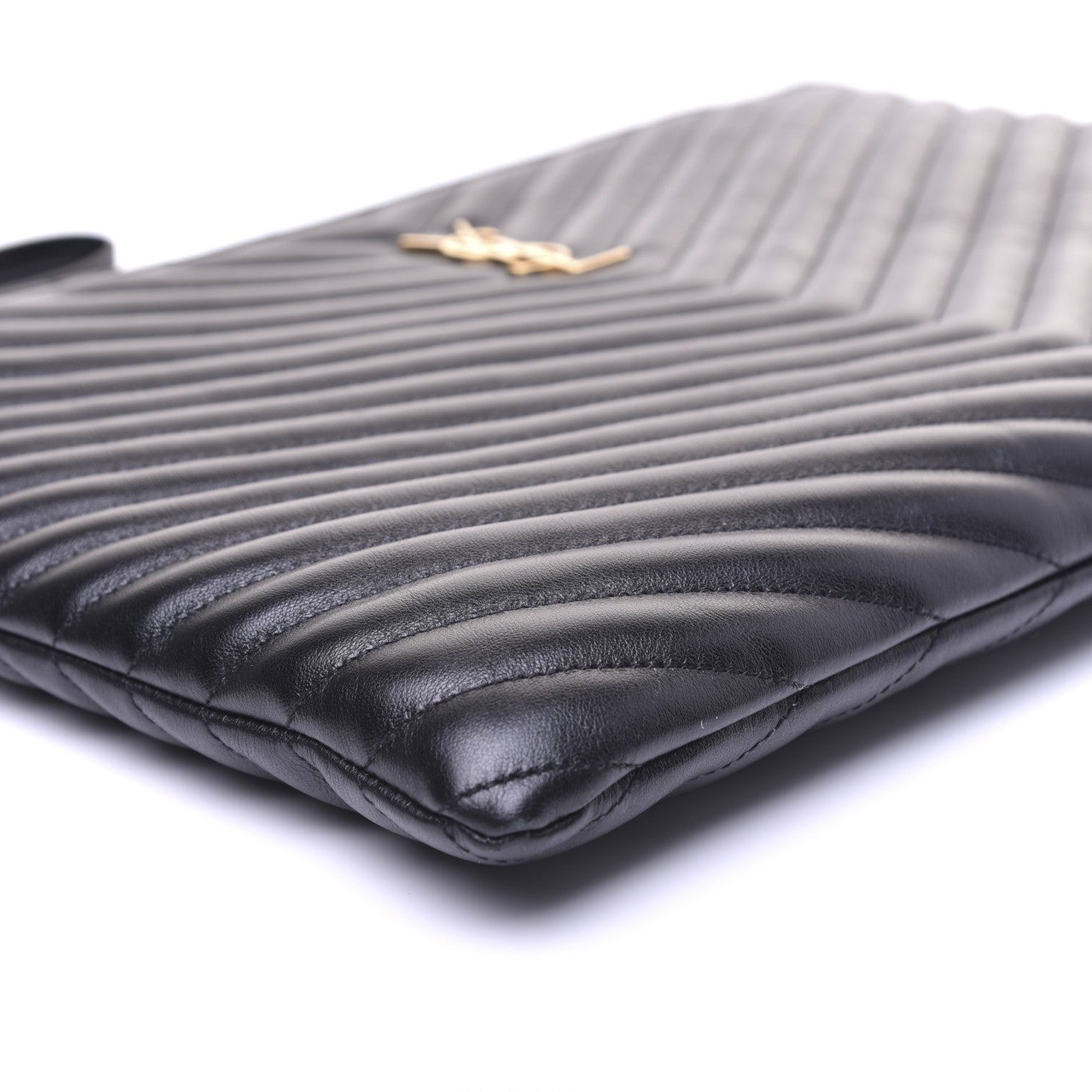 Saint Laurent Calfskin Matelasse Chevron Monogram Document Holder Black 6 of 12