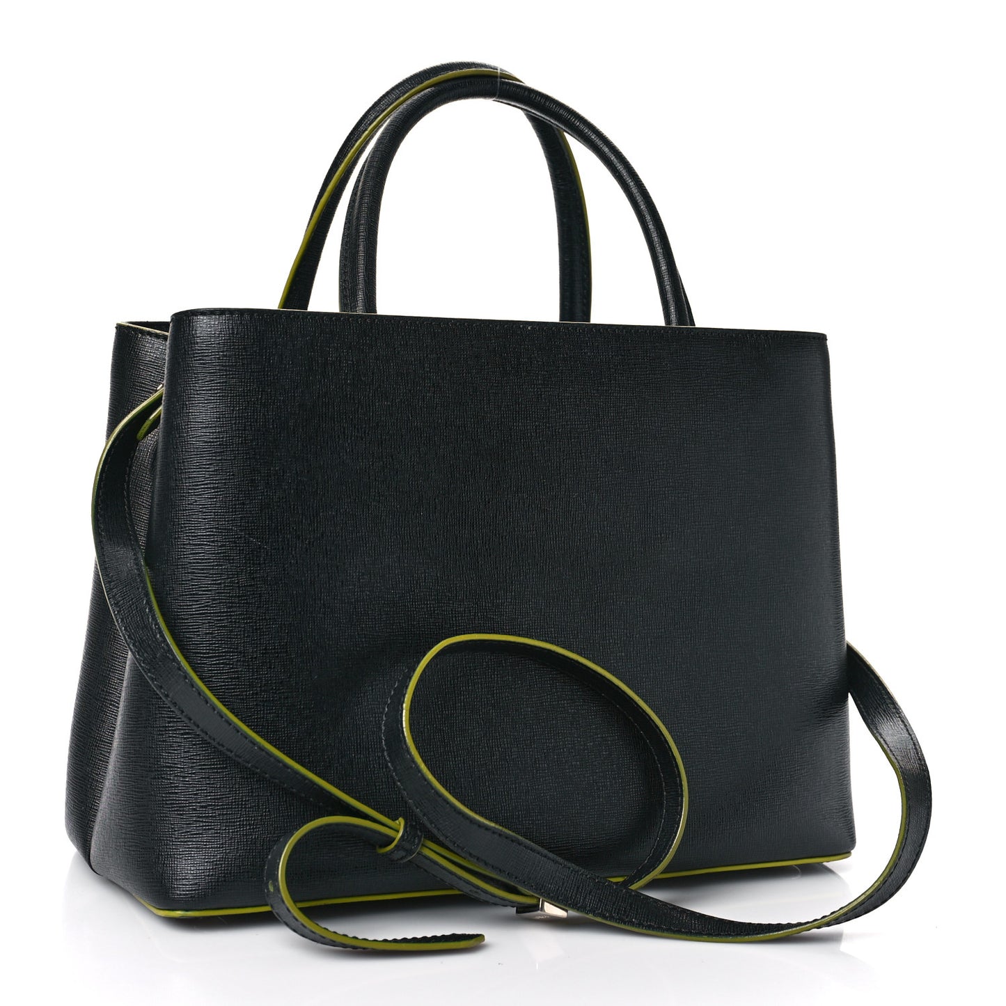 Vitello Elite Shearling Block Letter Petite 2Jours Tote Black