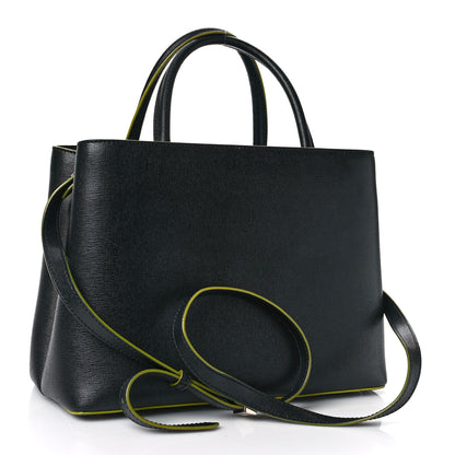 Fendi Vitello Elite Shearling Block Letter Petite 2Jours Tote Black 3 of 8