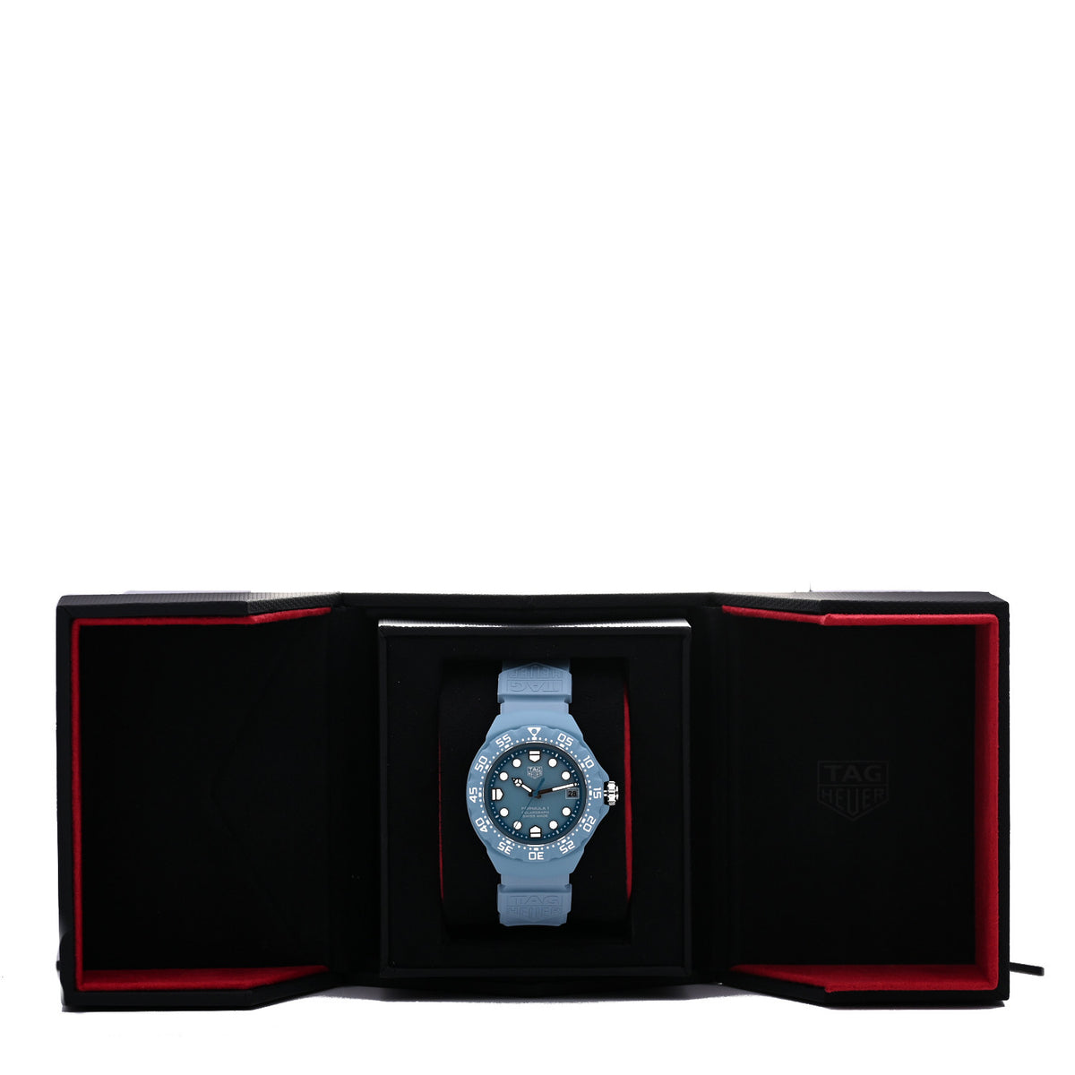 Polylight Stainless Steel Rubber 38mm Formula 1 Solargraph Quartz Watch Light Blue WBY1163