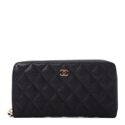 Chanel Caviar Quilted Large Gusset Zip Around Wallet Black 1 of 9