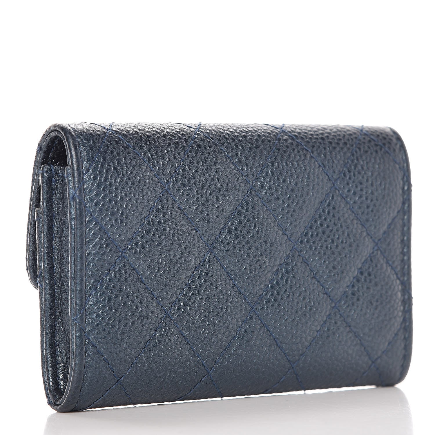 Chanel Metallic Caviar Quilted Flap Card Holder Dark Blue 3 of 12