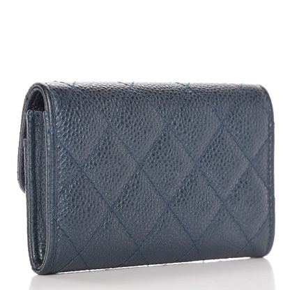Chanel Metallic Caviar Quilted Flap Card Holder Dark Blue 3 of 12