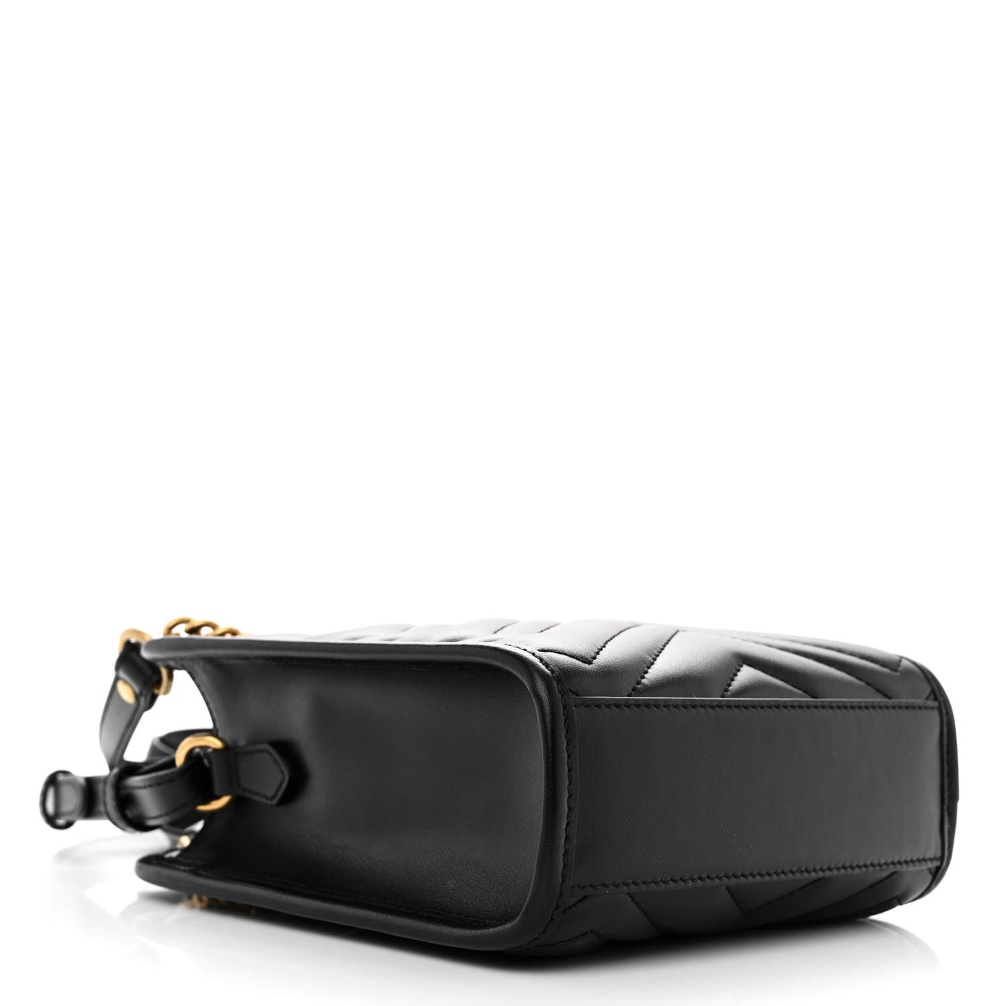 Calfskin Matelasse Chevron Mini GG Marmont Tote Black