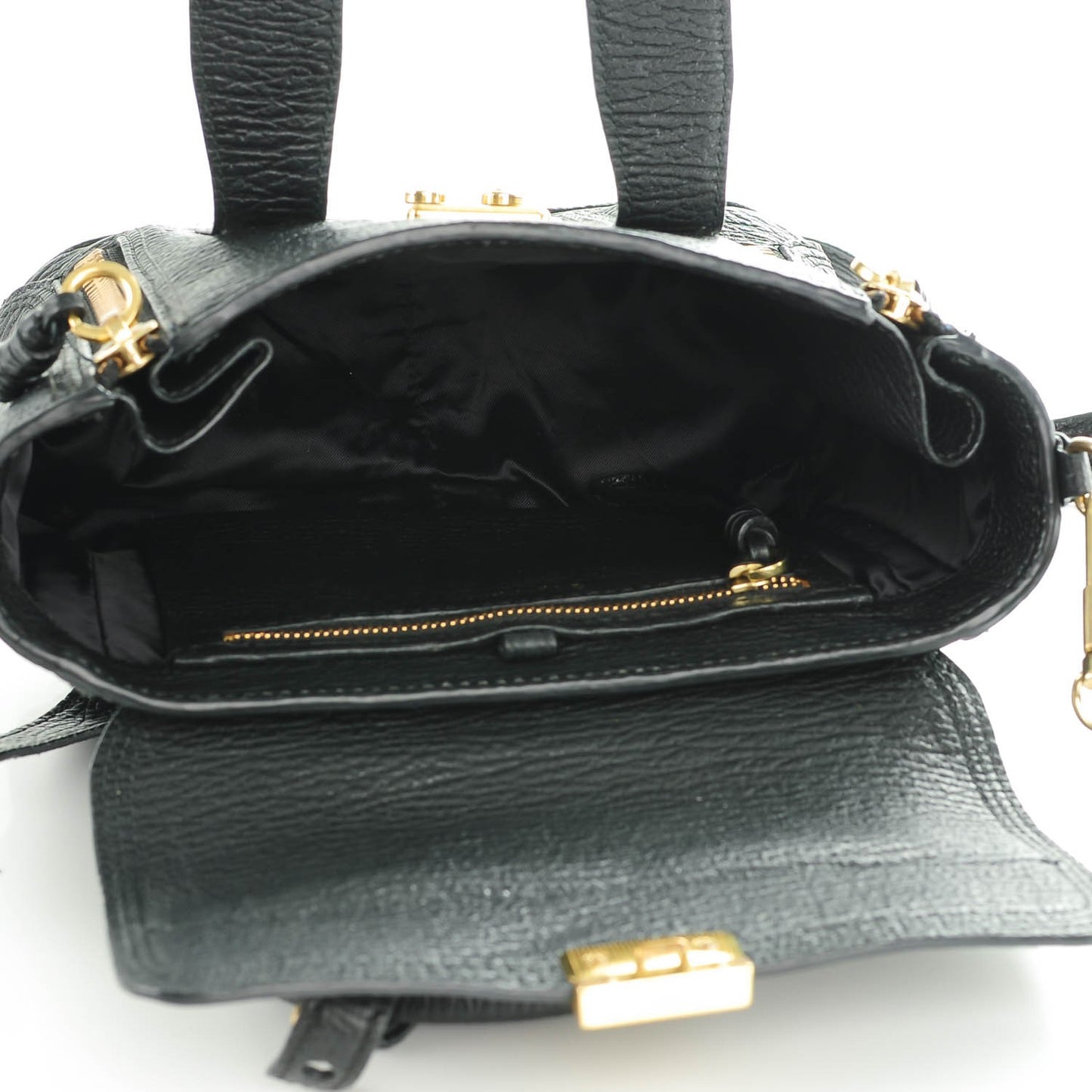 3.1 Textured Calfskin Mini Pashli Satchel Black