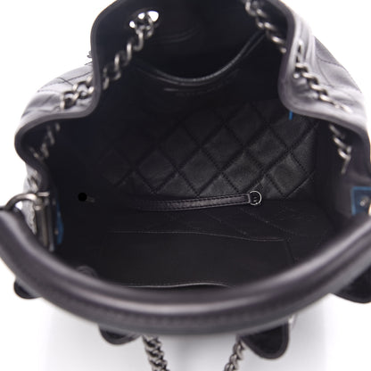 Chanel Calfskin Stitched Medium Urban Luxury Drawstring Backpack Black 5 of 10